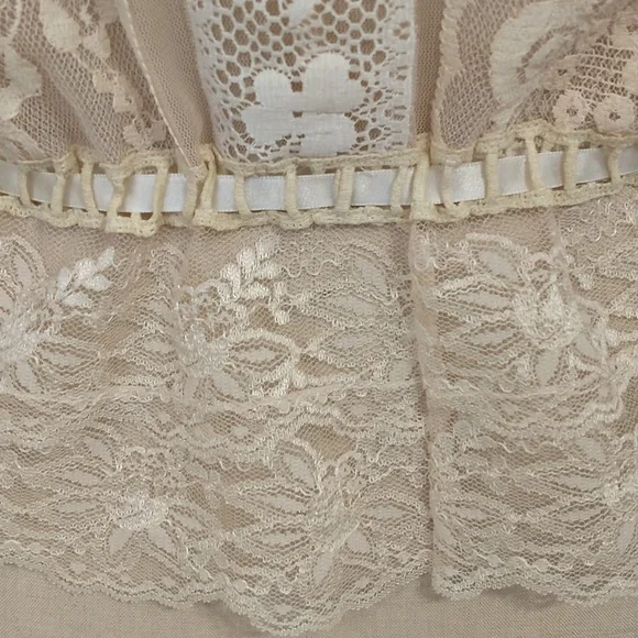 OOAK Handmade Lace Bodice Crop Top Camisole Style Cream Ecru Ivory SeeMeasure - Picture 5 of 12
